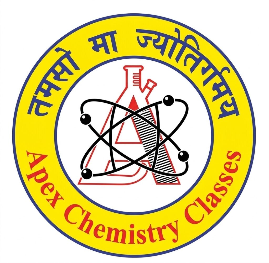 Official circular logo of Apex Chemistry Classes providing premium 1 to 1 Chemistry Home Tuition and One to One Chemistry Classes for JEE Main, Advance, and NEET in Dwarka, Janakpuri, Gurugram, Delhi NCR, Patna, and Darbhanga India.